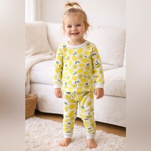 Tea Collection Girls 2 Piece Pajama Long Johns Lemons Summer - Size 2T